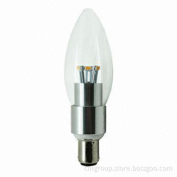 4W SMD LED candle bulb, B15 base, clear cover, 2,300/2,500/2,700/3,000/4,200/6,000K, CE, RoHS